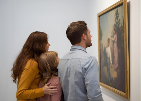 Familie im Museum (KI-generiert)